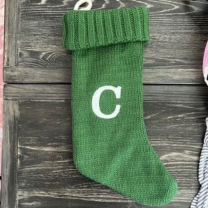 Green C Christmas stocking